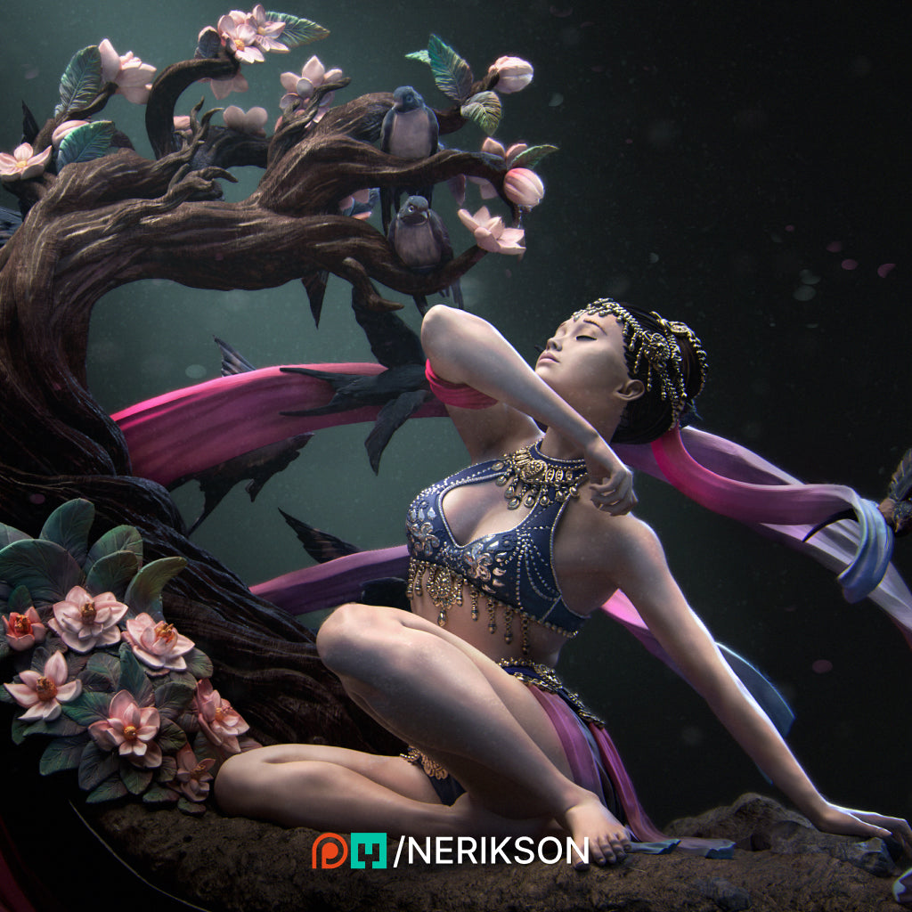 Four Seasons Spring resin miniature figure designed by Nerikson 3D printed in premium ABS-like resin