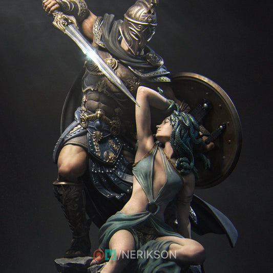 Perseus und Medusa Statue – Griechische Mythologie Figur, Nerikson 3D Druck, Hochwertiges ABS-Like Harz