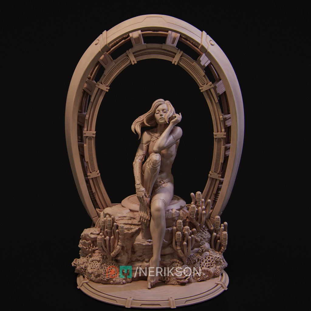 My Identity Nerikson 3D printed resin figurine, cyberpunk sci-fi collectible miniature, unpainted model kit