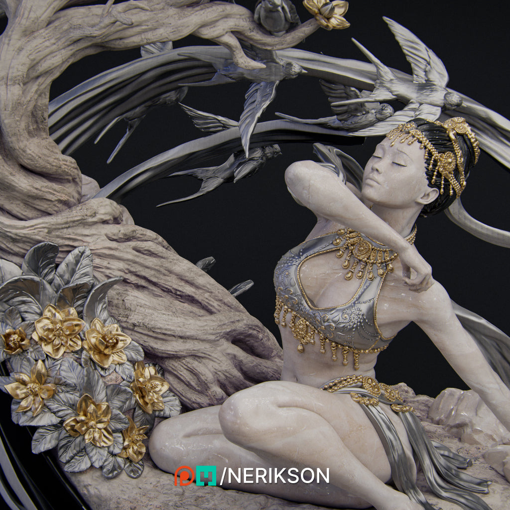 Four Seasons Spring resin miniature figure designed by Nerikson 3D printed in premium ABS-like resin