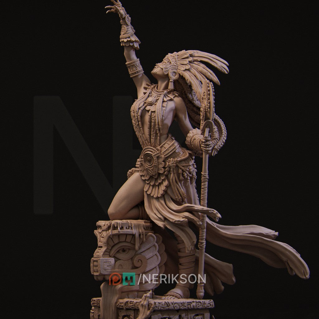 Necalin The Priestess of Death 3D printed resin miniature by Nerikson, dark fantasy collectible figure