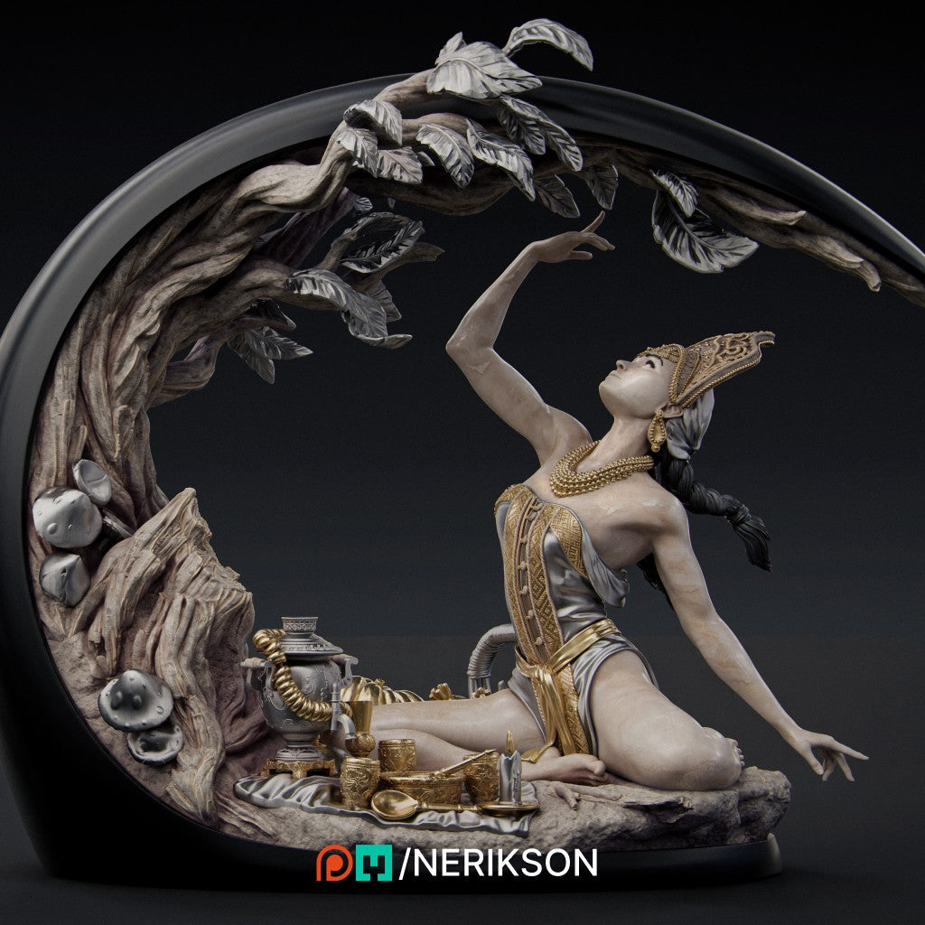 Autumn collectible figure from Four Seasons series by Nerikson 3D printed in grey premium ABS-Like resin unpainted miniature model