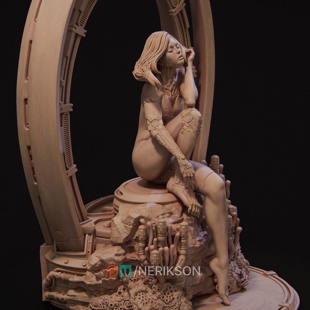 My Identity Nerikson 3D printed resin figurine, cyberpunk sci-fi collectible miniature, unpainted model kit