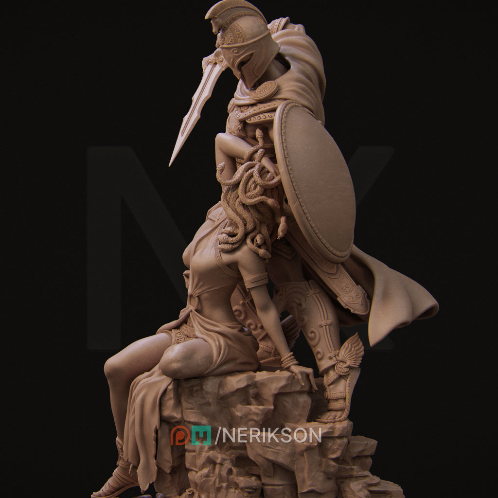 Perseus und Medusa Statue – Griechische Mythologie Figur, Nerikson 3D Druck, Hochwertiges ABS-Like Harz