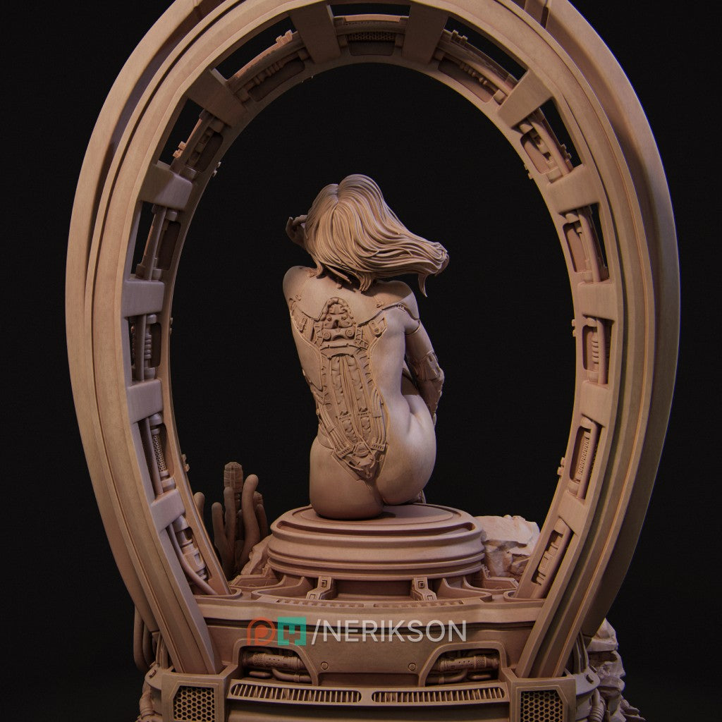 My Identity Nerikson 3D printed resin figurine, cyberpunk sci-fi collectible miniature, unpainted model kit