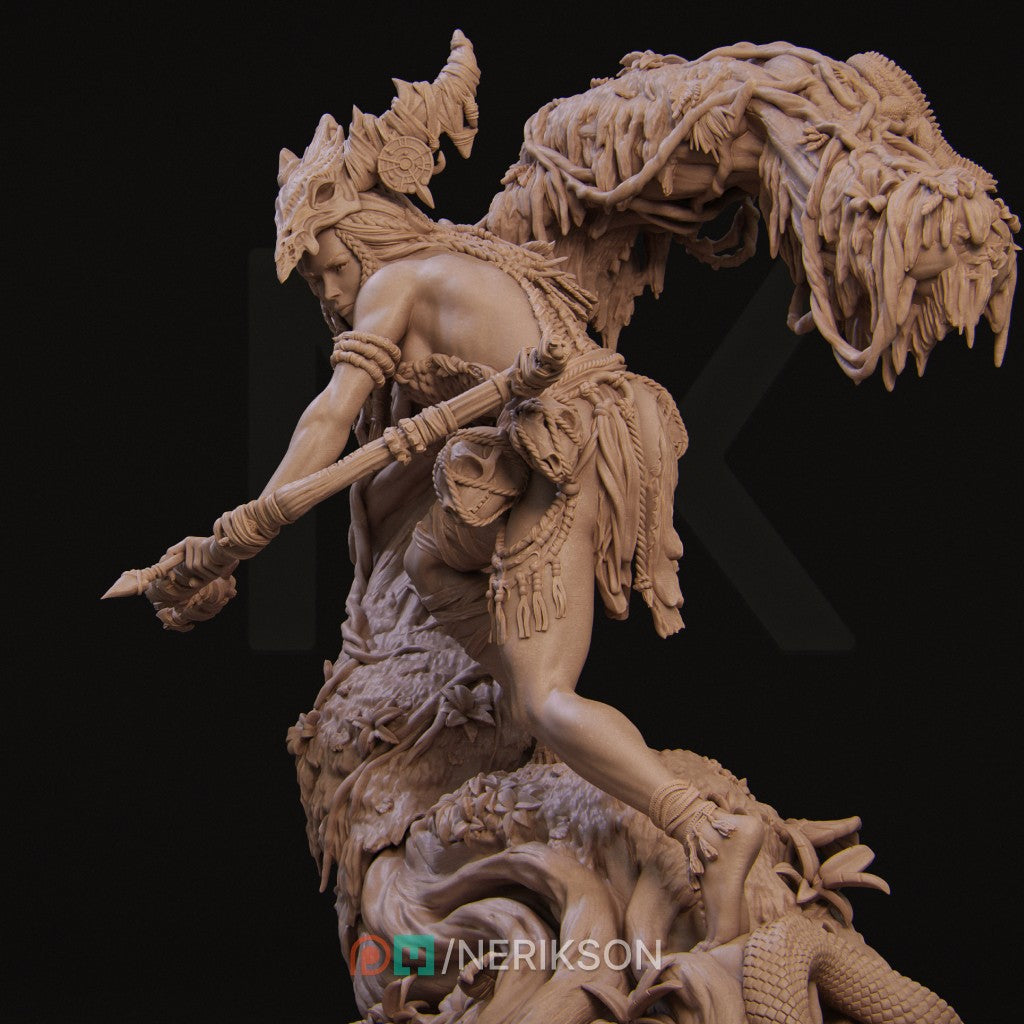 Meabh The Wild Ranger high-detail 16K resin miniature designed by Nerikson, ideal for grimdark fantasy painting and display.