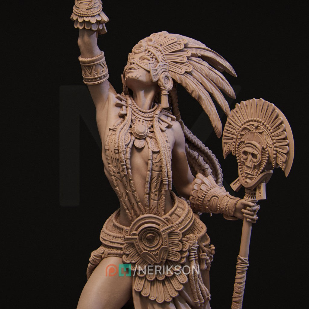 Necalin The Priestess of Death 3D printed resin miniature by Nerikson, dark fantasy collectible figure