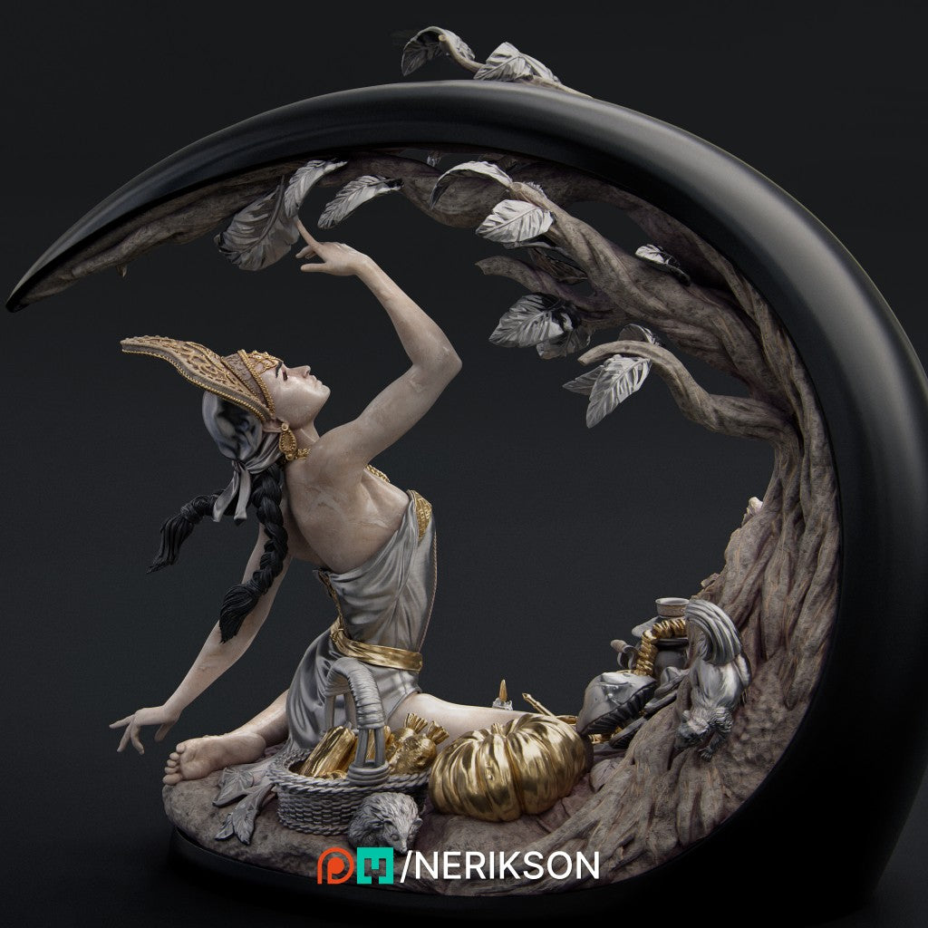 Autumn collectible figure from Four Seasons series by Nerikson 3D printed in grey premium ABS-Like resin unpainted miniature model