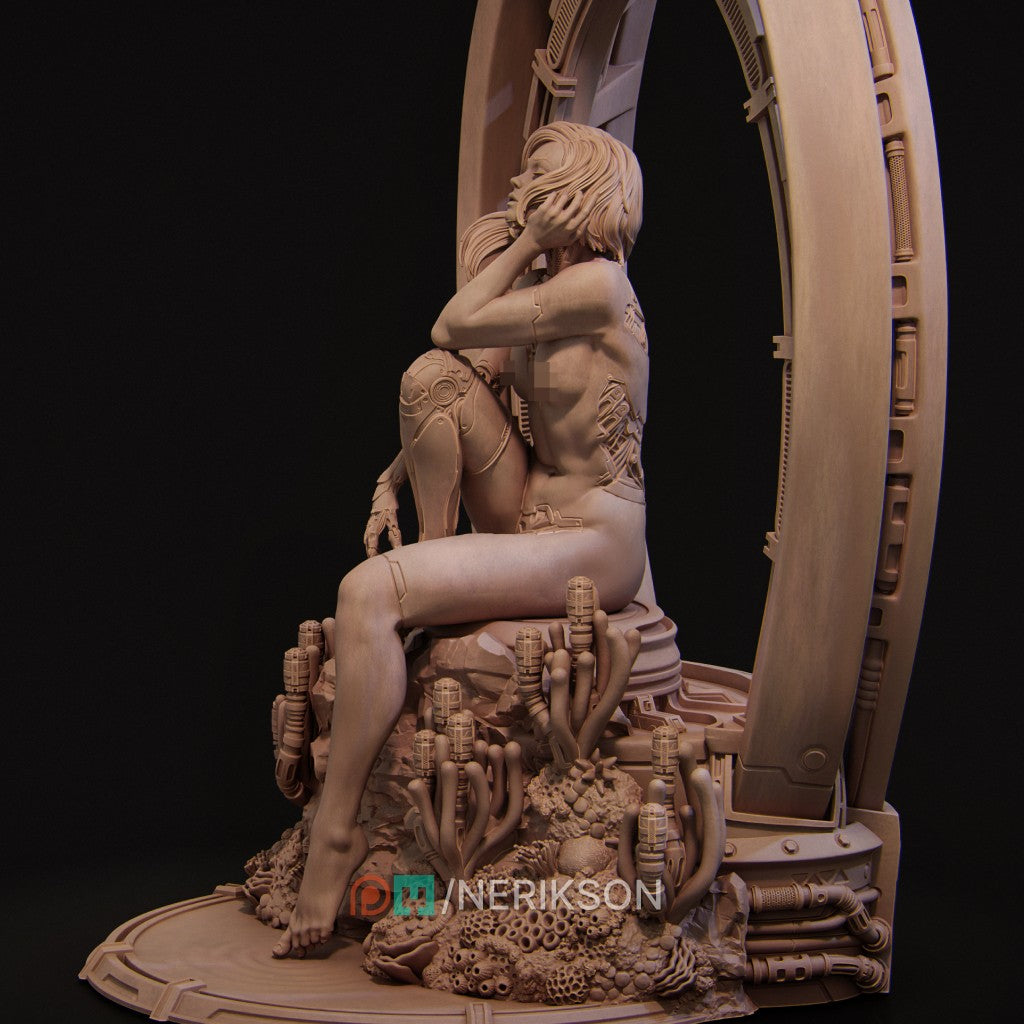 My Identity Nerikson 3D printed resin figurine, cyberpunk sci-fi collectible miniature, unpainted model kit
