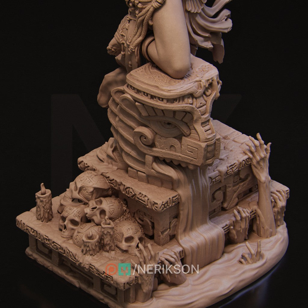 Necalin The Priestess of Death 3D printed resin miniature by Nerikson, dark fantasy collectible figure