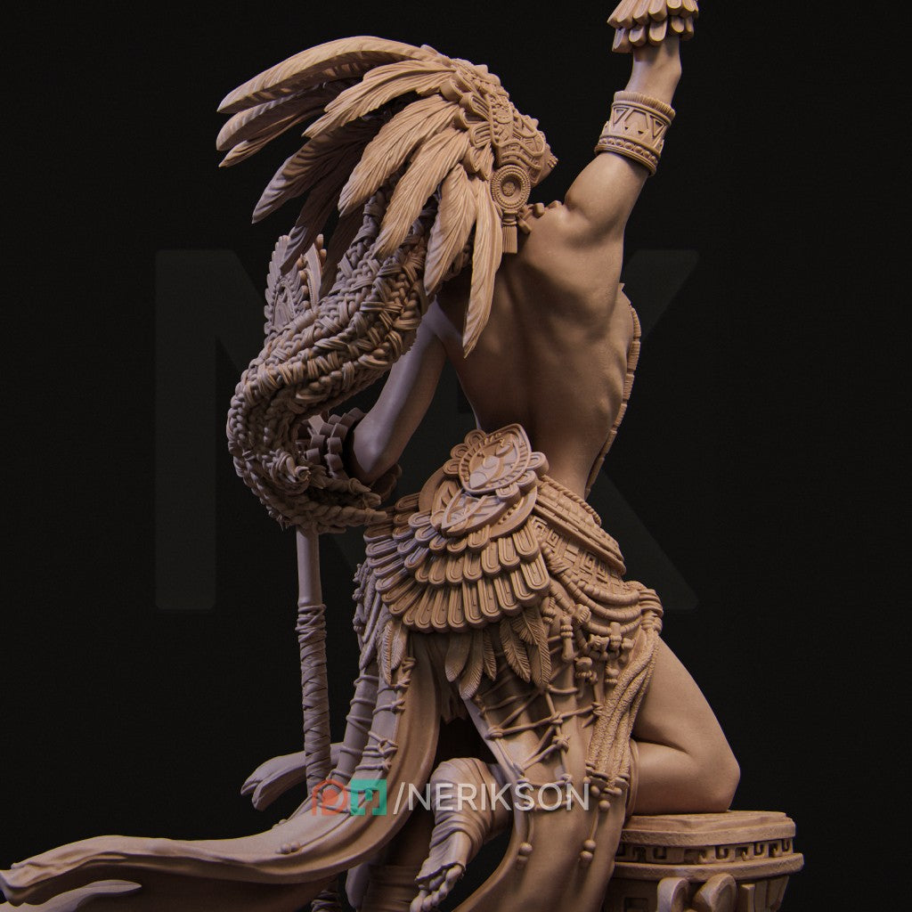 Necalin The Priestess of Death 3D printed resin miniature by Nerikson, dark fantasy collectible figure