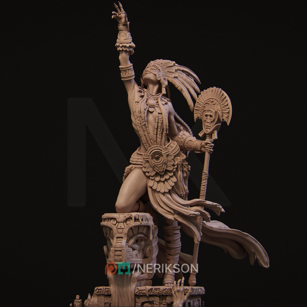 Necalin The Priestess of Death 3D printed resin miniature by Nerikson, dark fantasy collectible figure