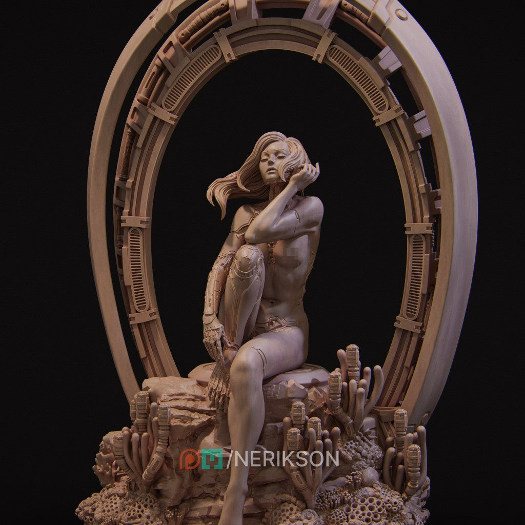 My Identity Nerikson 3D printed resin figurine, cyberpunk sci-fi collectible miniature, unpainted model kit