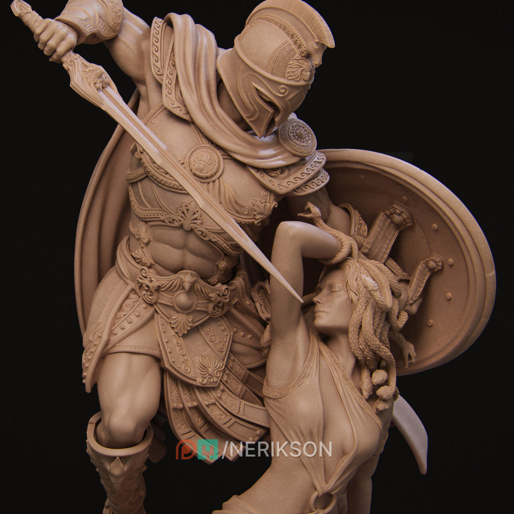 Perseus und Medusa Statue – Griechische Mythologie Figur, Nerikson 3D Druck, Hochwertiges ABS-Like Harz