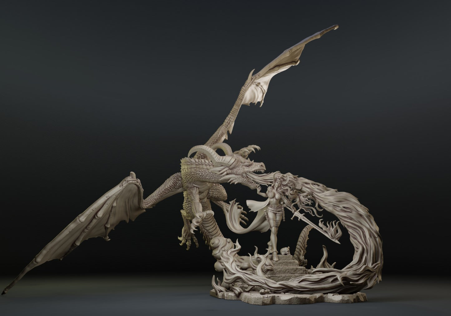 Fire & Flames – Diorama / Figurka – Dames and Dragons #1 –  35mm / 75mm