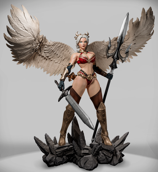 Skrzydlata Wojowniczka Świtu – figurka fantasy – 32 mm / 75 mm