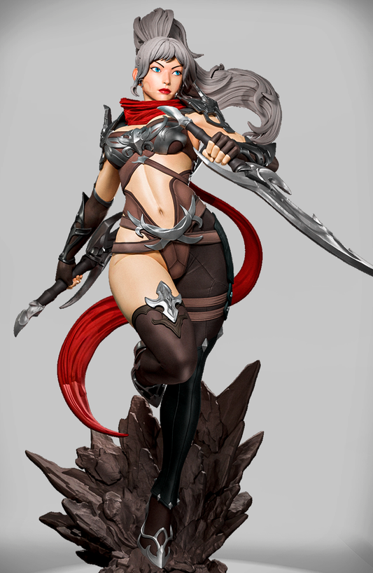 Bloodsteel Duelist – dynamiczna figurka asasynki z zakrzywionymi ostrzami