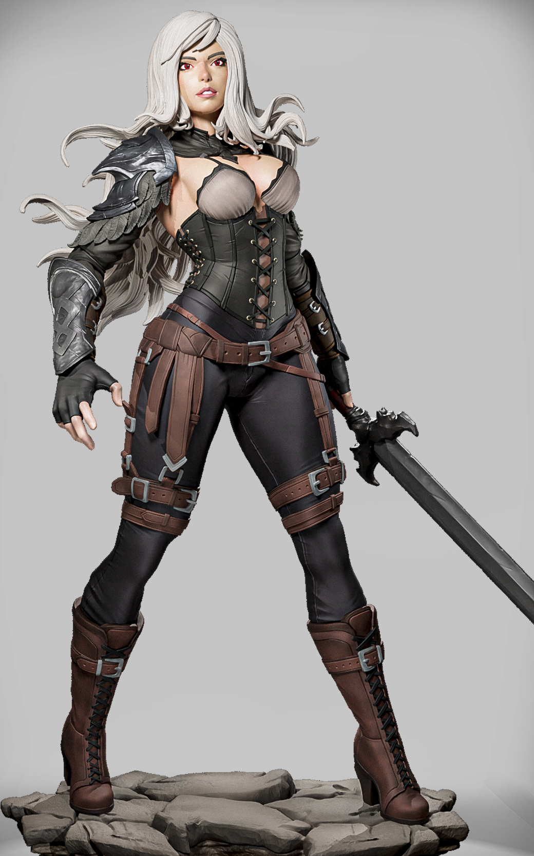 Ashveil Nightblade dark fantasy female warrior figure