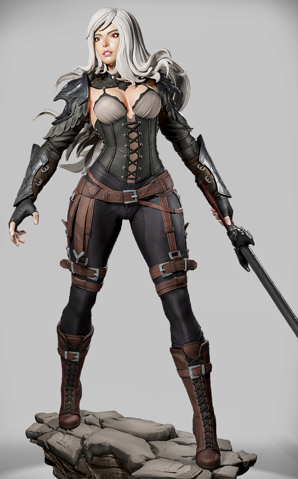 Ashveil Nightblade dark fantasy female warrior figure