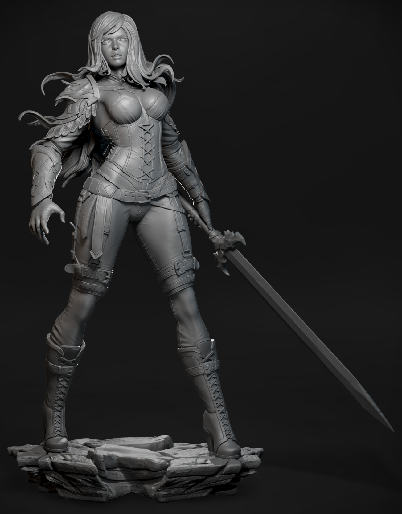 Ashveil Nightblade dark fantasy female warrior figure