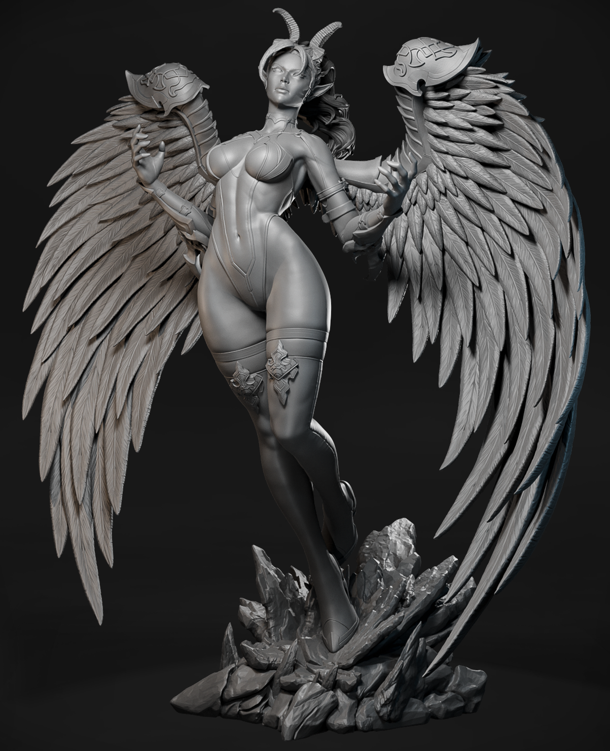 Obsidian Seraph figurka fantasy Witcher Elements Amra 3D Art