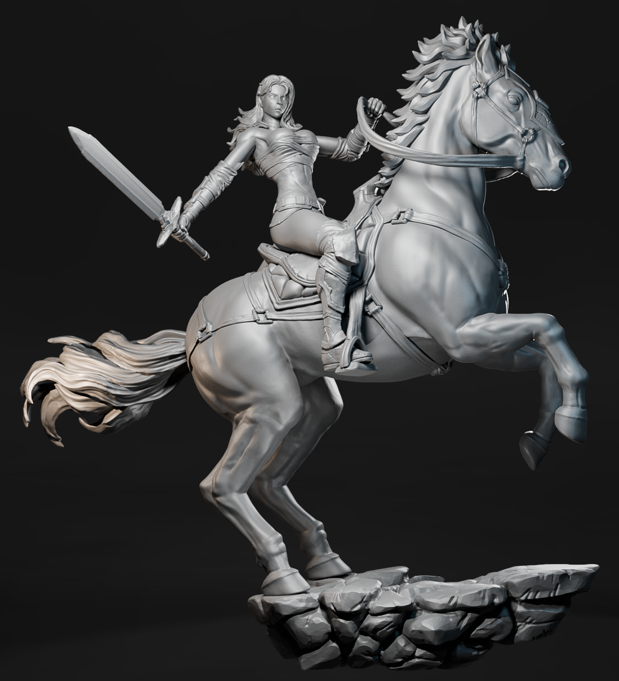 Ashen Chargeblade cavalry fantasy figurine 75mm