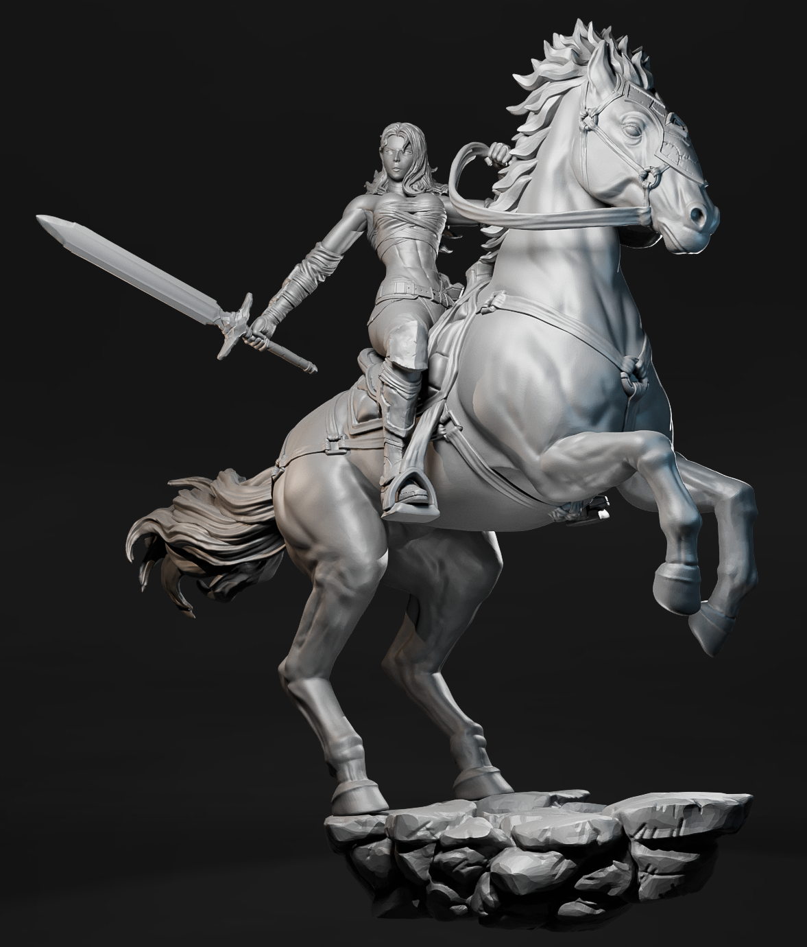 Ashen Chargeblade cavalry fantasy figurine 75mm