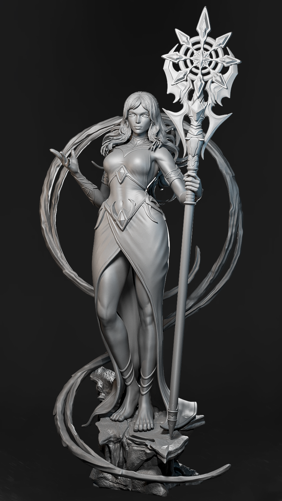 Lightbound Priestess – kapłanka fantasy – figurka żywiczna 32 mm / 75 mm