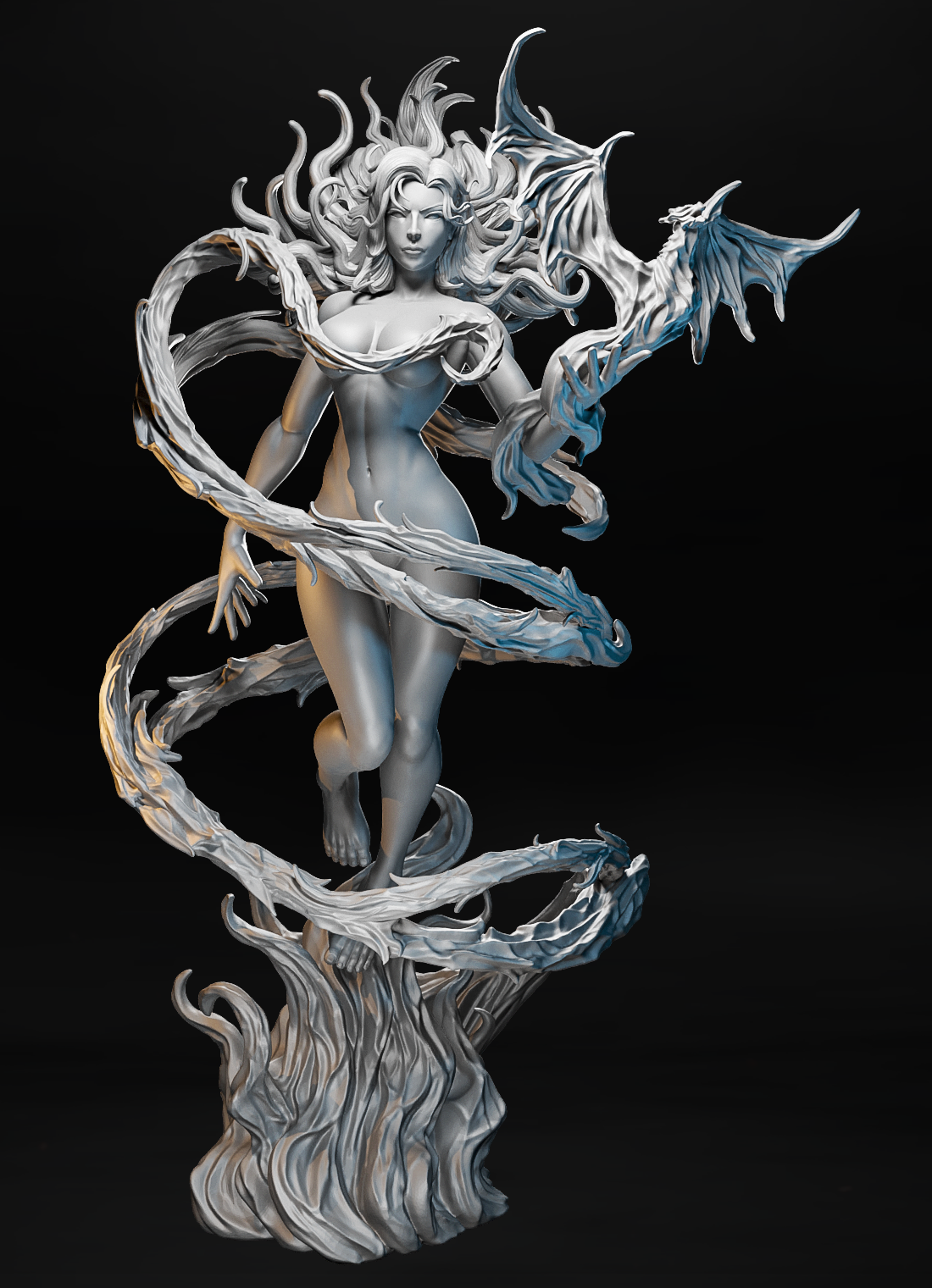 Flameborn Witch – ognista wojowniczka fantasy unosząca się w płomieniach