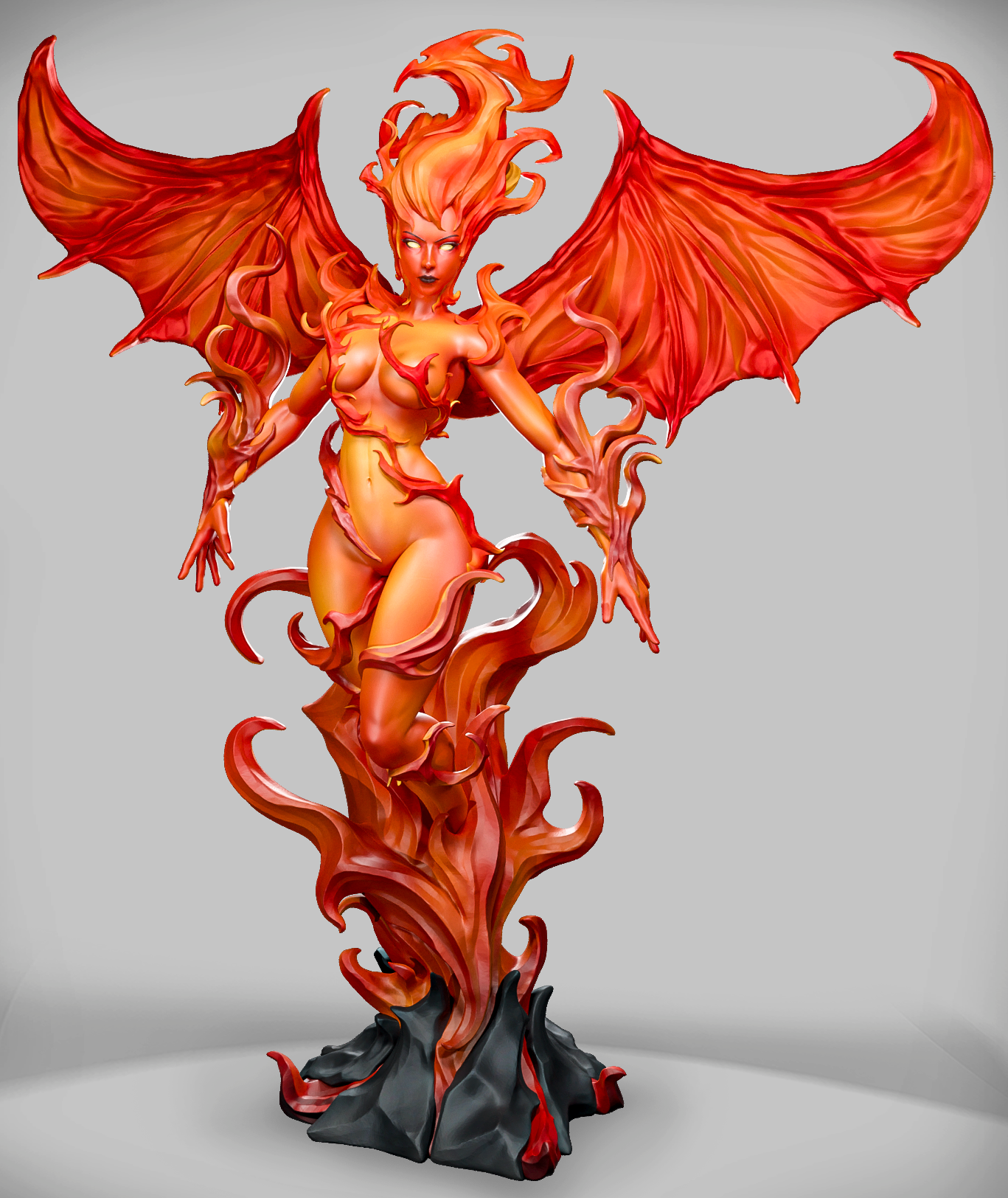 Flameborn Witch – ognista wojowniczka fantasy unosząca się w płomieniach