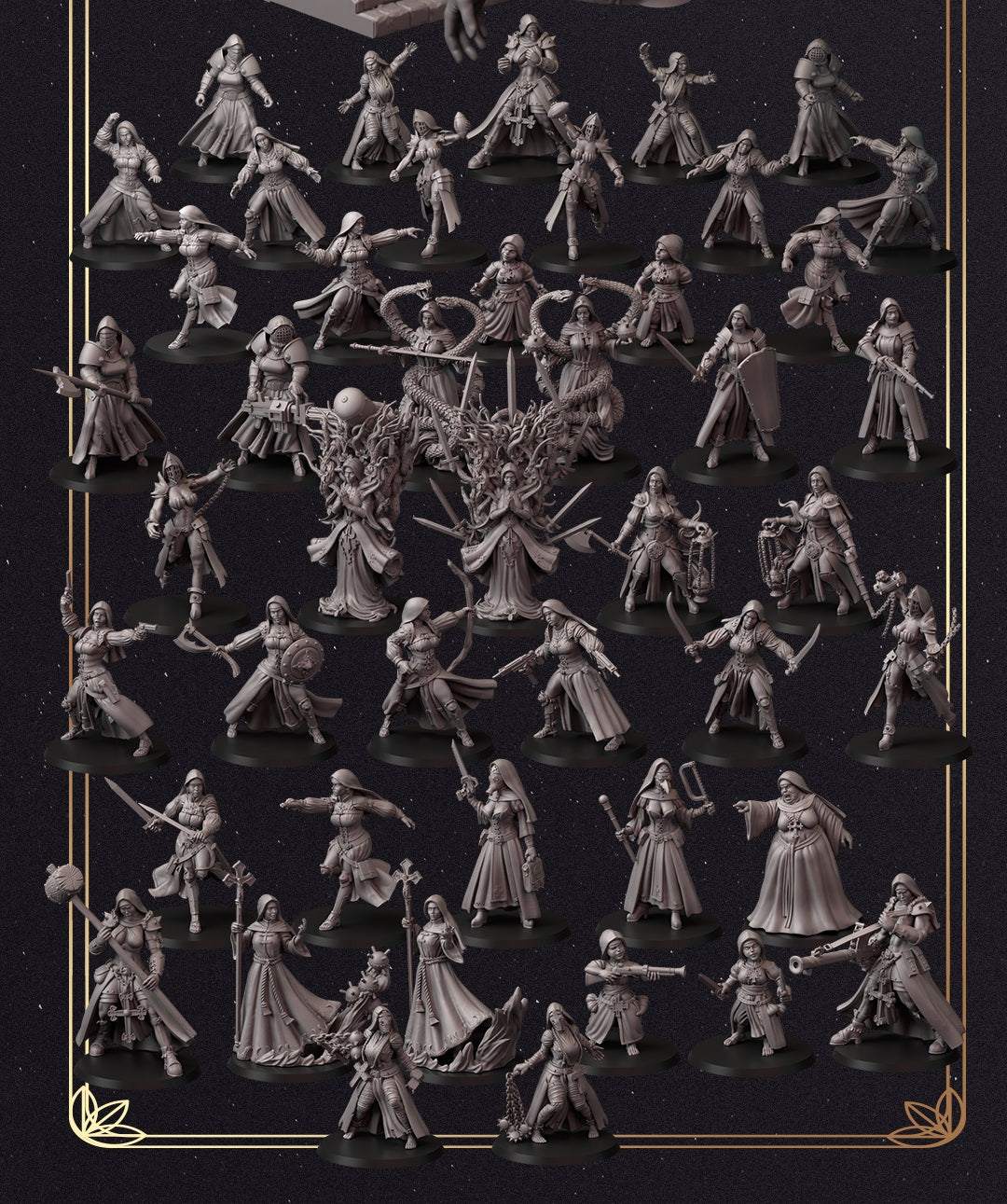 Fins Nuns – zakonnice bojowe – figurki do Trench Crusade 32 / 54 / 75mm