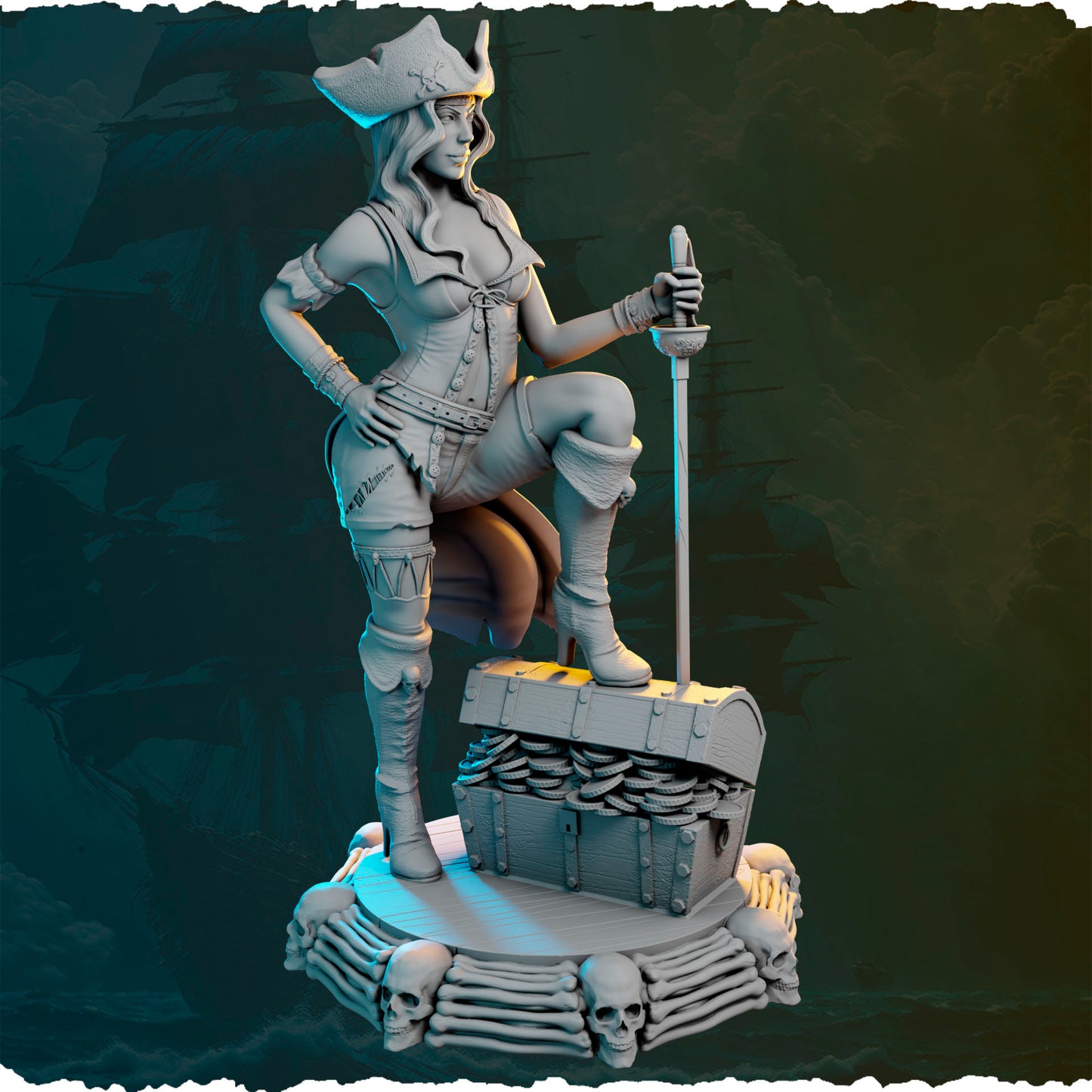 Piracka łowczyni skarbów figurka fantasy od Black Bird Miniatures