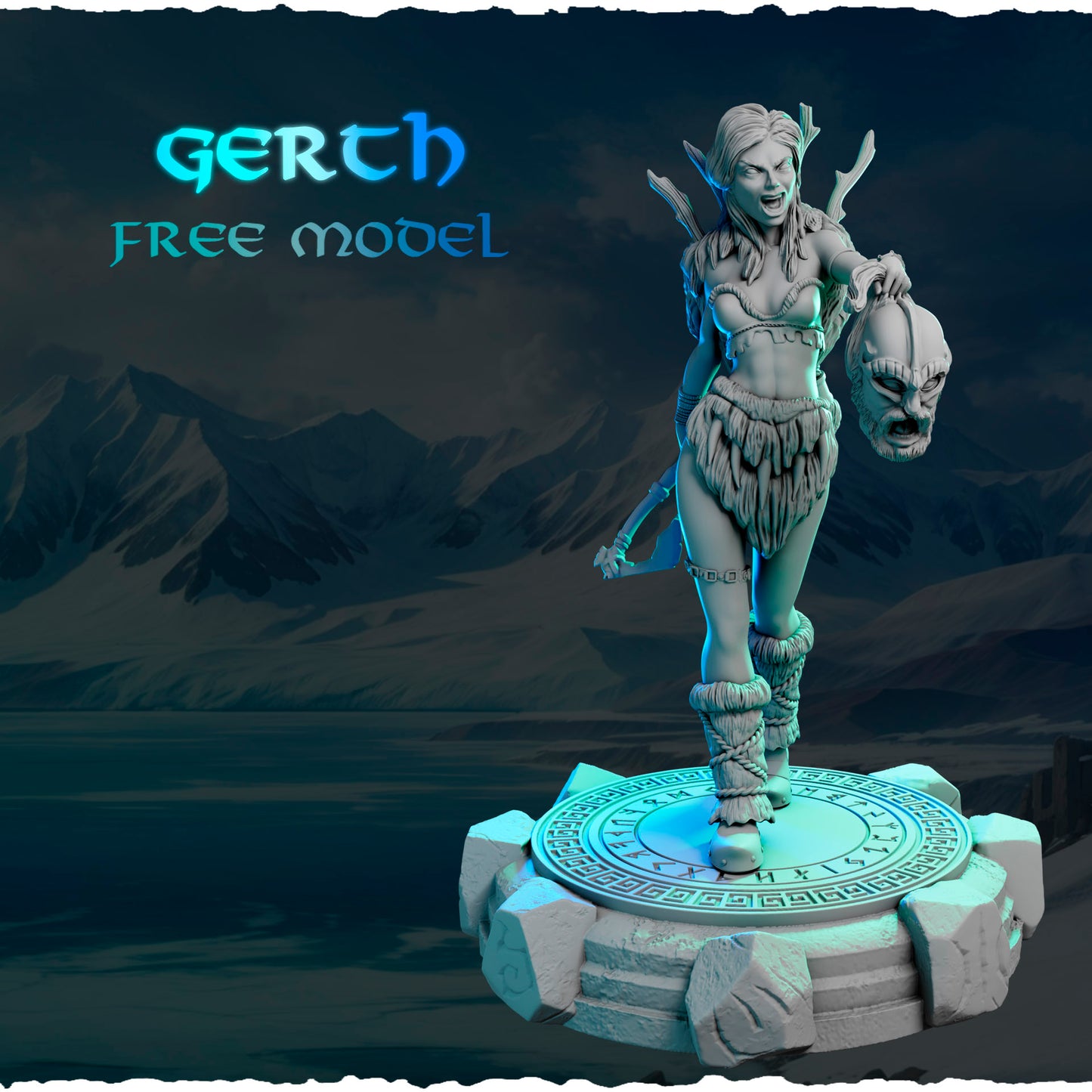 Północna Tropicielka z Trofeum — podstawka z runami