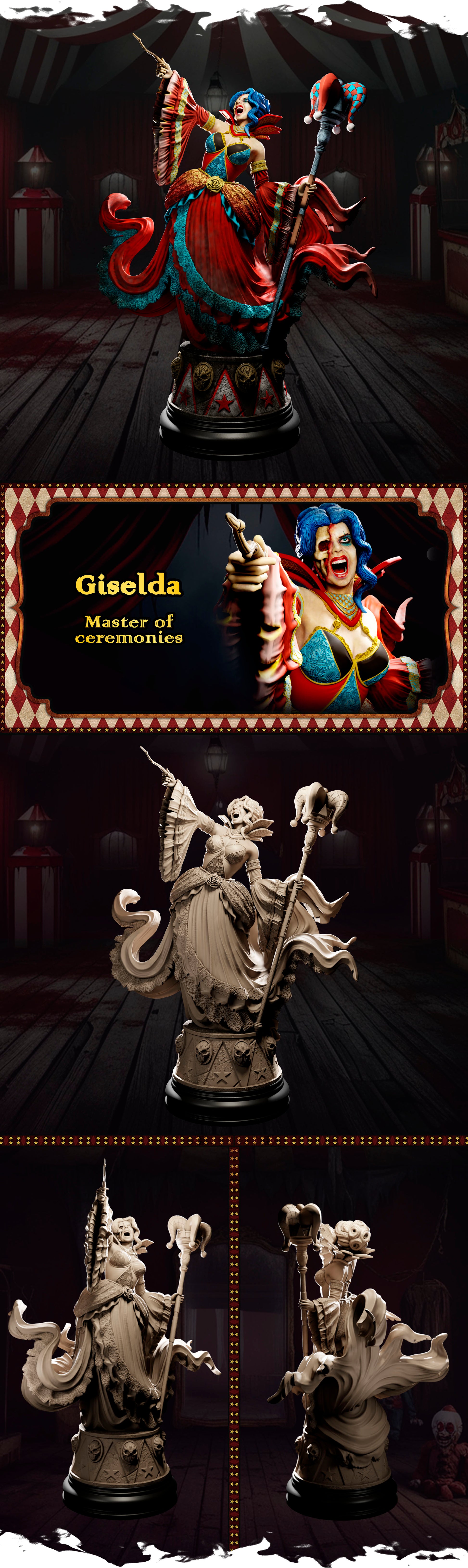 Giselda 1.jpg – „Giselda – figurka w stylu mrocznego cyrku, wersja surowa, Black Bird Miniatures”