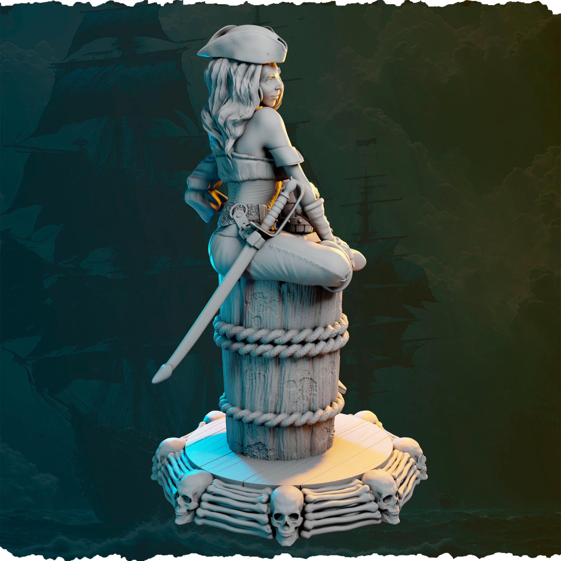 Piracka towarzyszka z kuflem figurka fantasy od Black Bird Miniatures