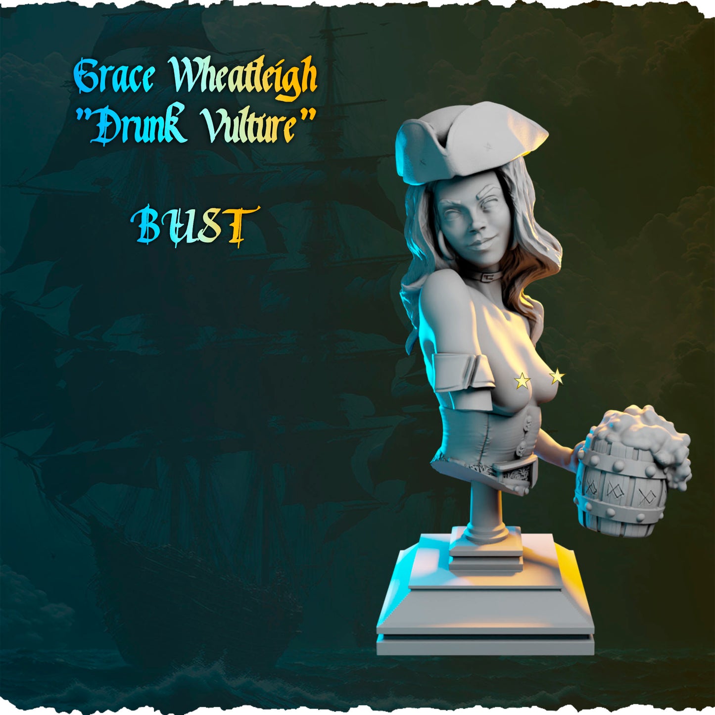 Piracka towarzyszka z kuflem 32 mm / 75 mm | Black Bird Miniatures | Ladies of the Sea Pirates