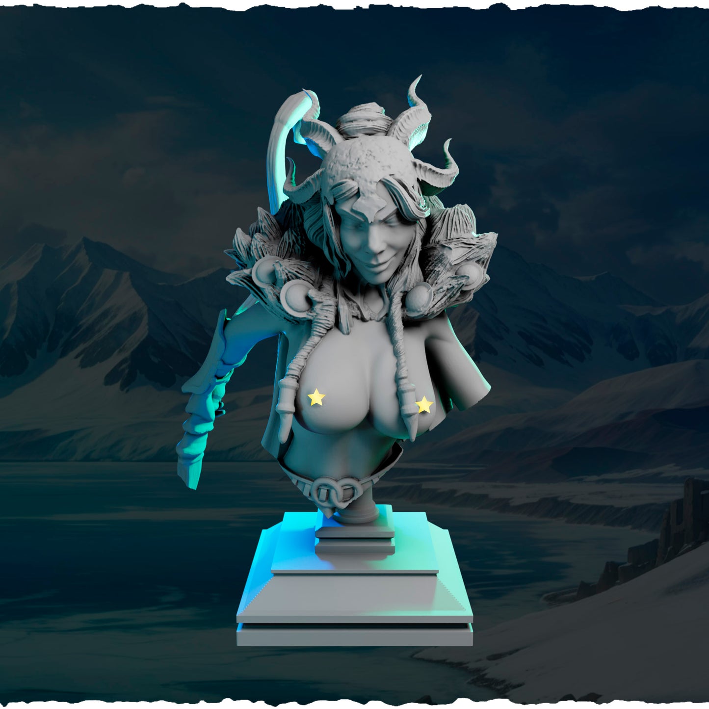 Północna Władczyni z Rogami — podstawka z czaszkami i łańcuchami