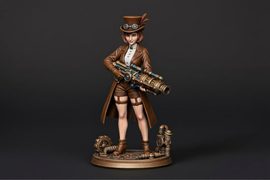 Aether Gunnery Officer Elara figurka steampunk 32mm 75mm Mini Realms