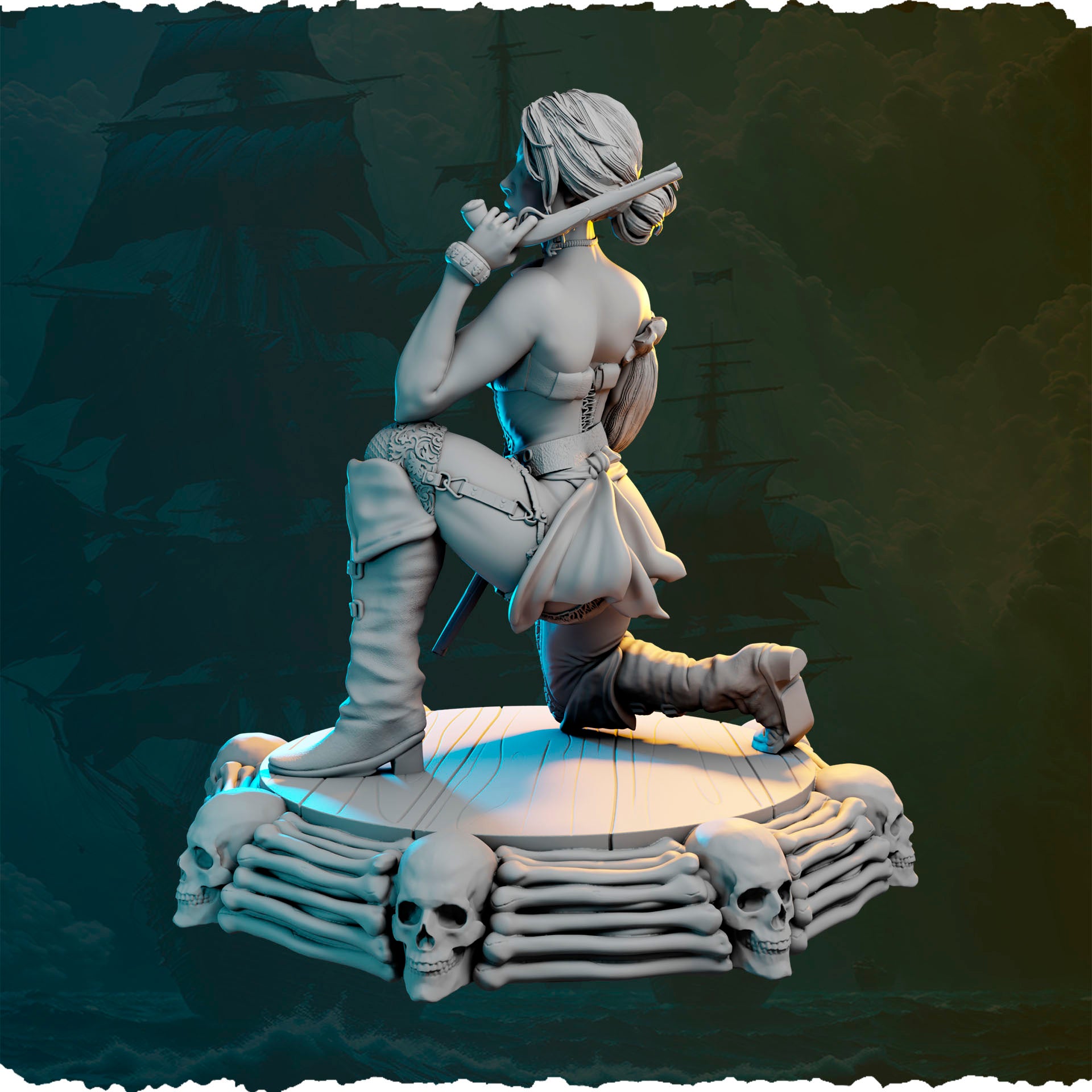 Piracka zwiadowczyni z pistoletem figurka fantasy od Black Bird Miniatures