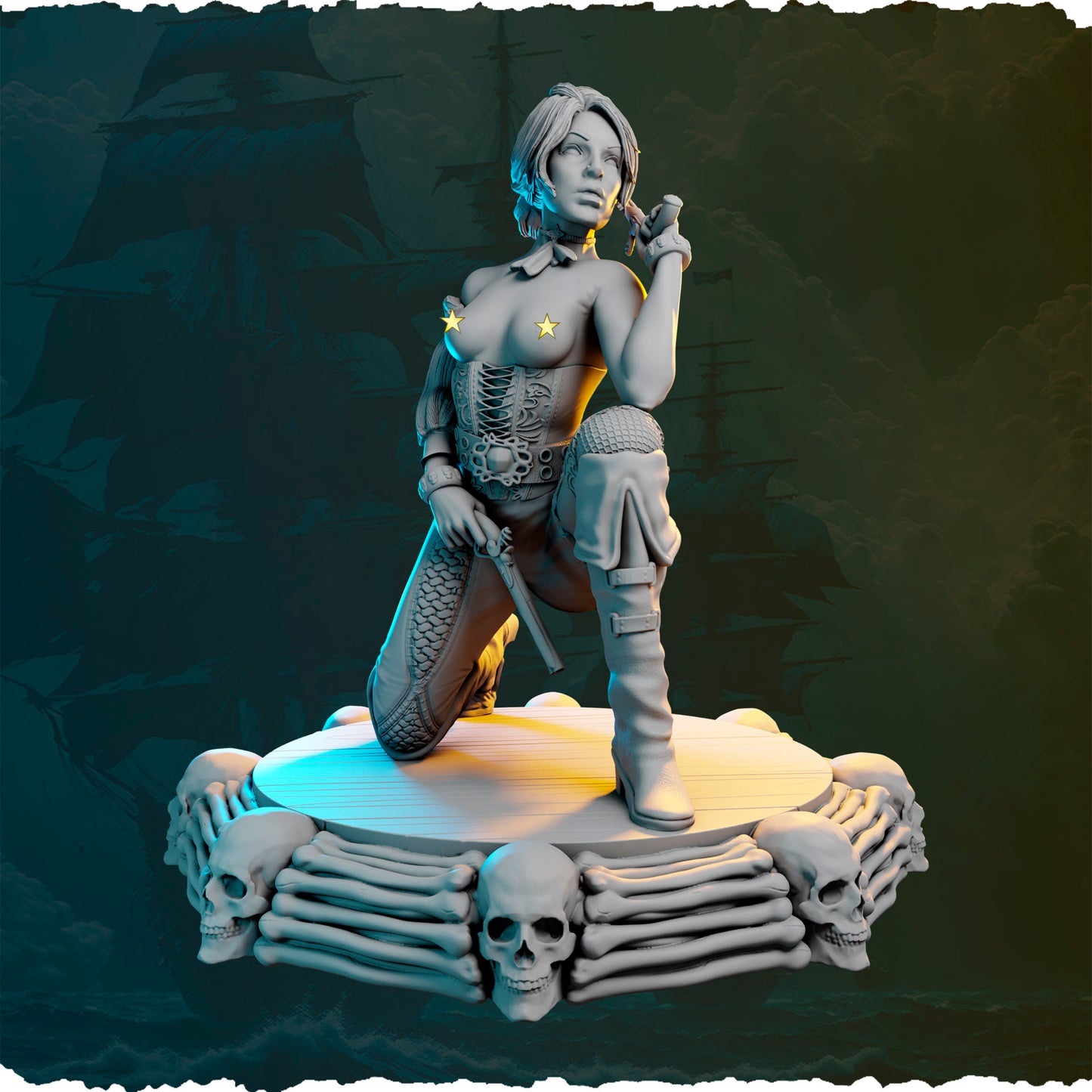 Piracka zwiadowczyni z pistoletem figurka fantasy od Black Bird Miniatures