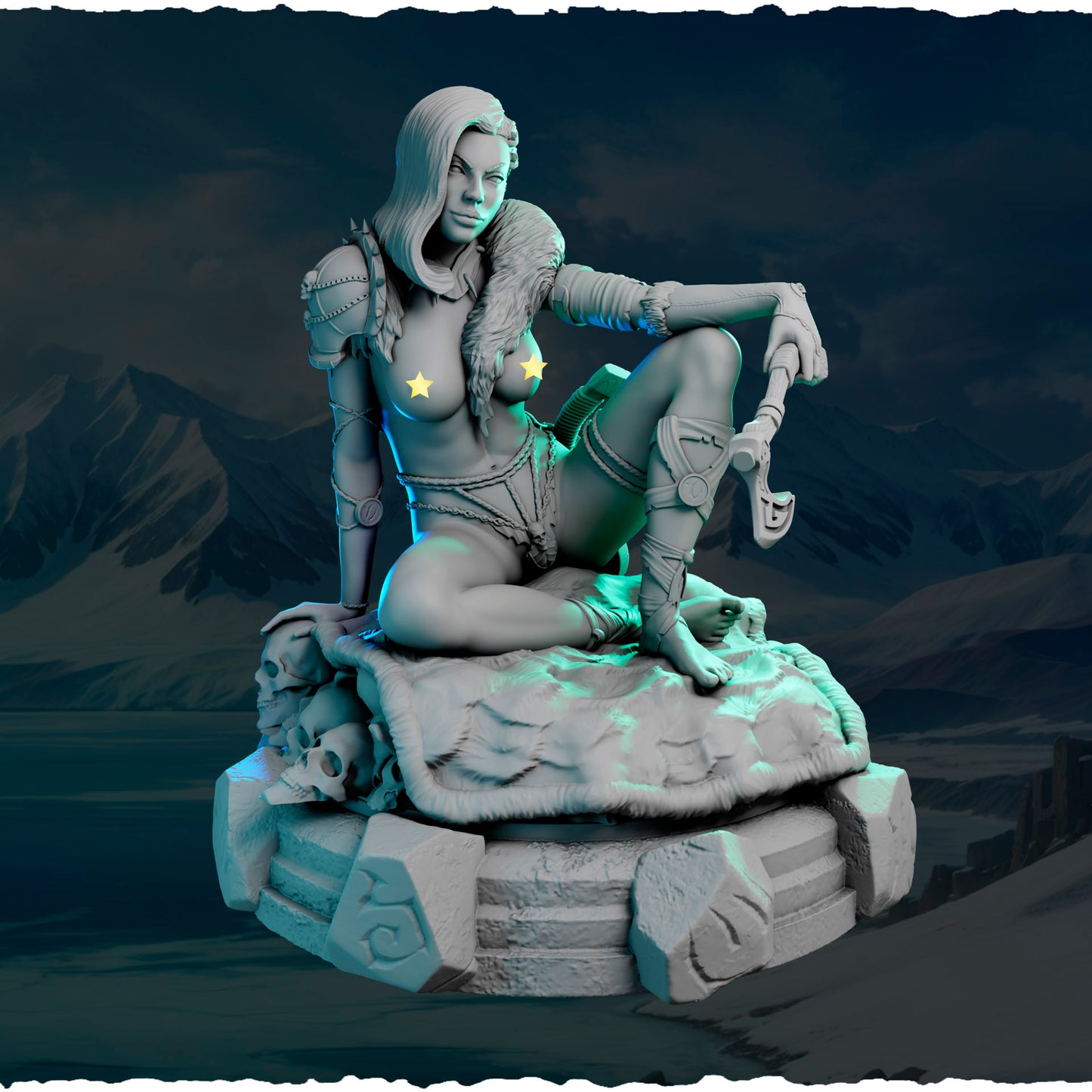 Północna Wojowniczka Ingrid — figurka na ozdobnej podstawce