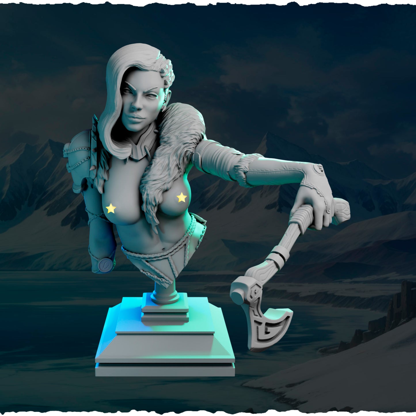 Północna Wojowniczka Ingrid — figurka na ozdobnej podstawce