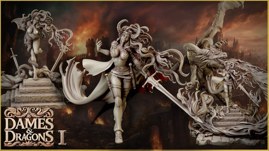 Feuer & Flammen – Diorama / Figur – Damen und Drachen Nr. 1 – 35 mm / 75 mm