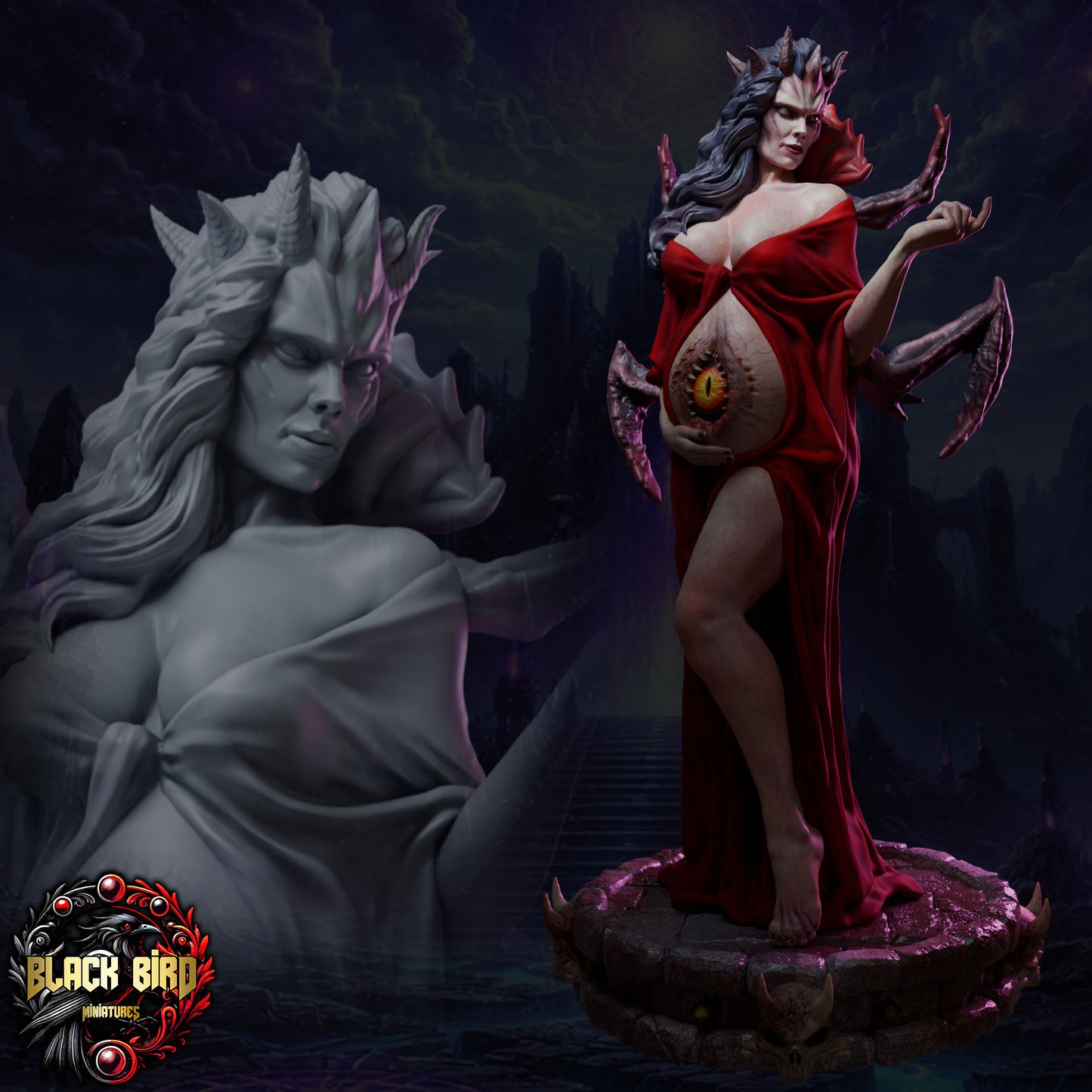 Ishkara - Queens of Chaos - Figurka  32mm/ 75mm - Black Bird Miniatures
