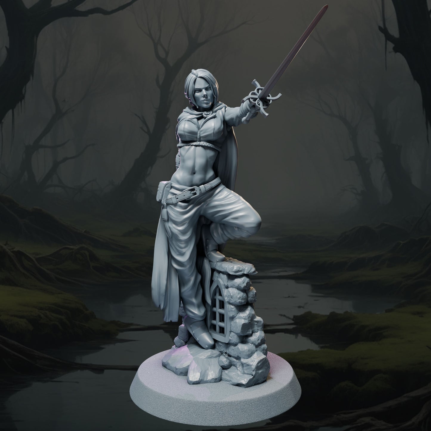 Kaelen painted fantasy hunter miniature 75mm by Black Bird Miniatures