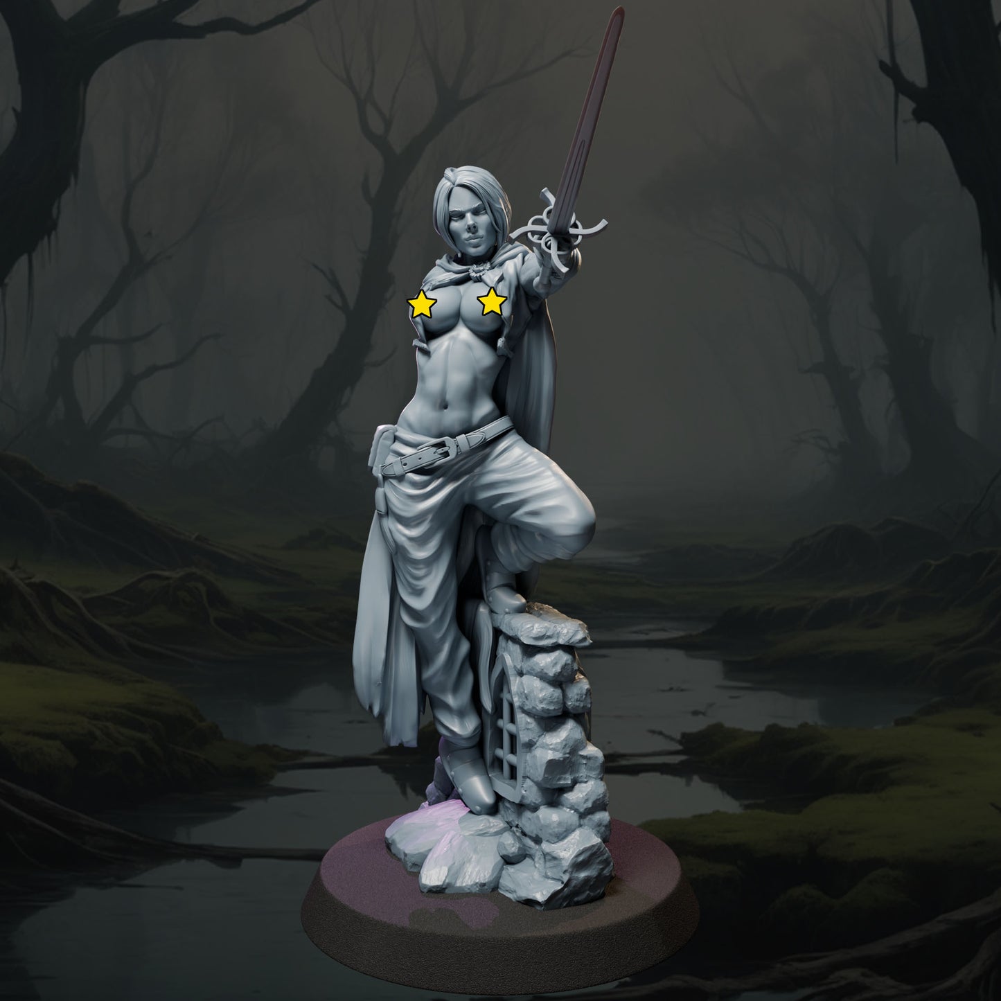 Kaelen painted fantasy hunter miniature 75mm by Black Bird Miniatures