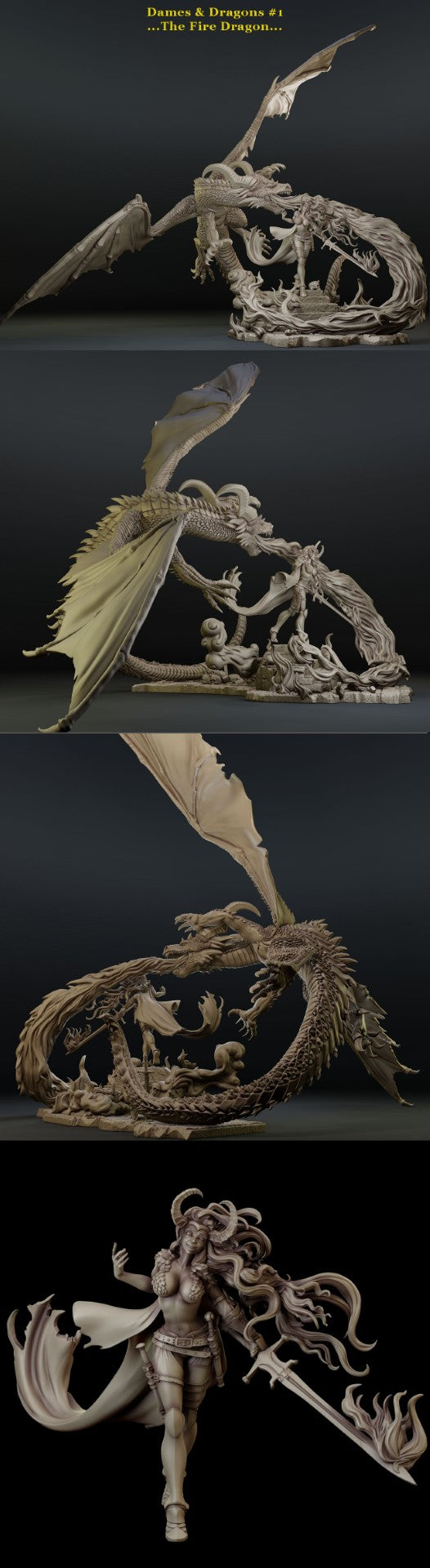 Fire & Flames – Diorama / Figurka – Dames and Dragons #1 –  35mm / 75mm