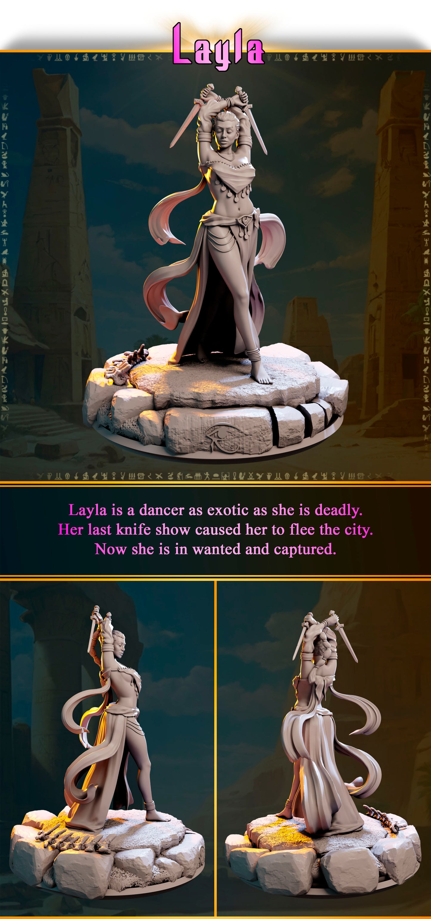 Layla – Tancerka Ostrzy — figurka z dwoma sztyletami, skala 32 mm