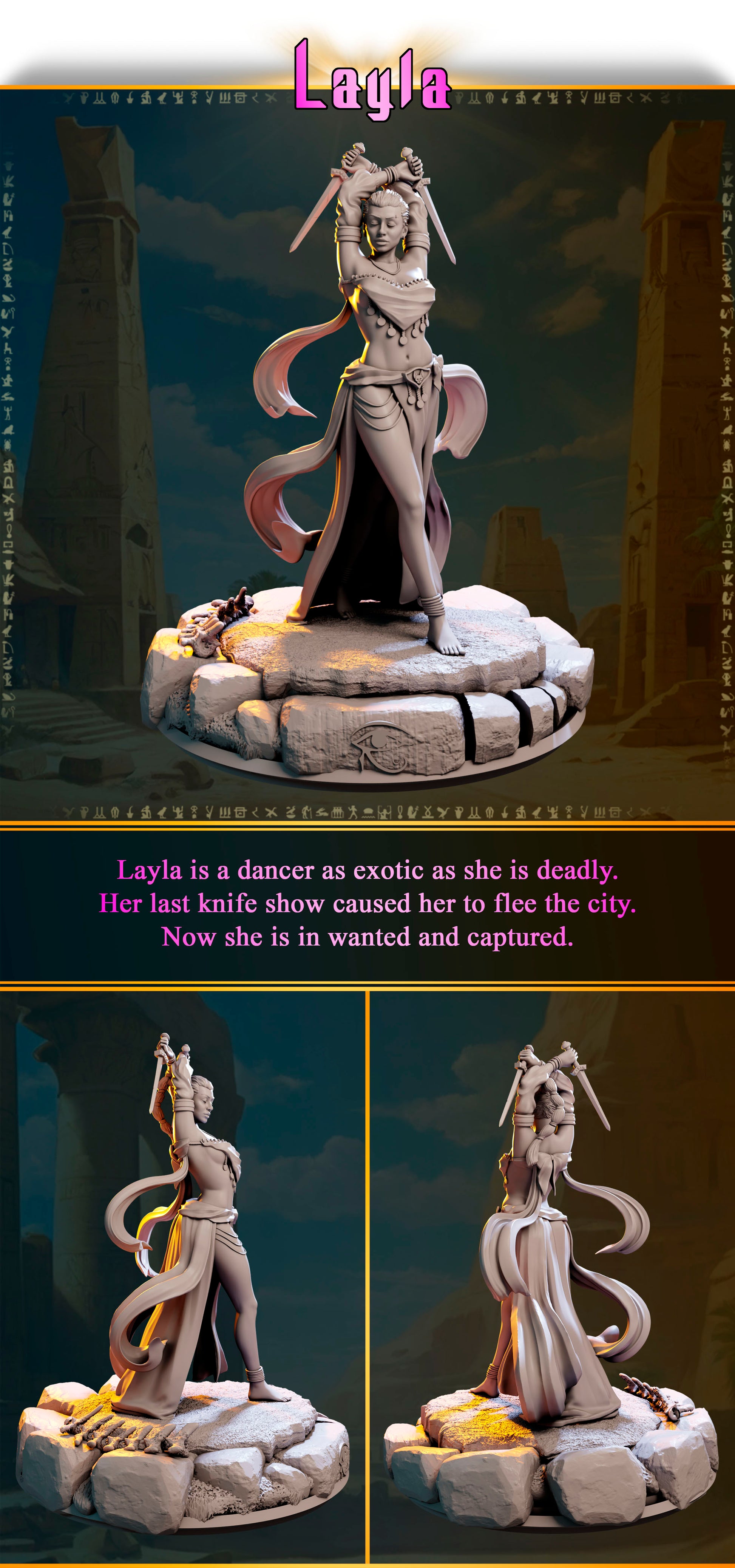 Layla – Tancerka Ostrzy — figurka z dwoma sztyletami, skala 32 mm