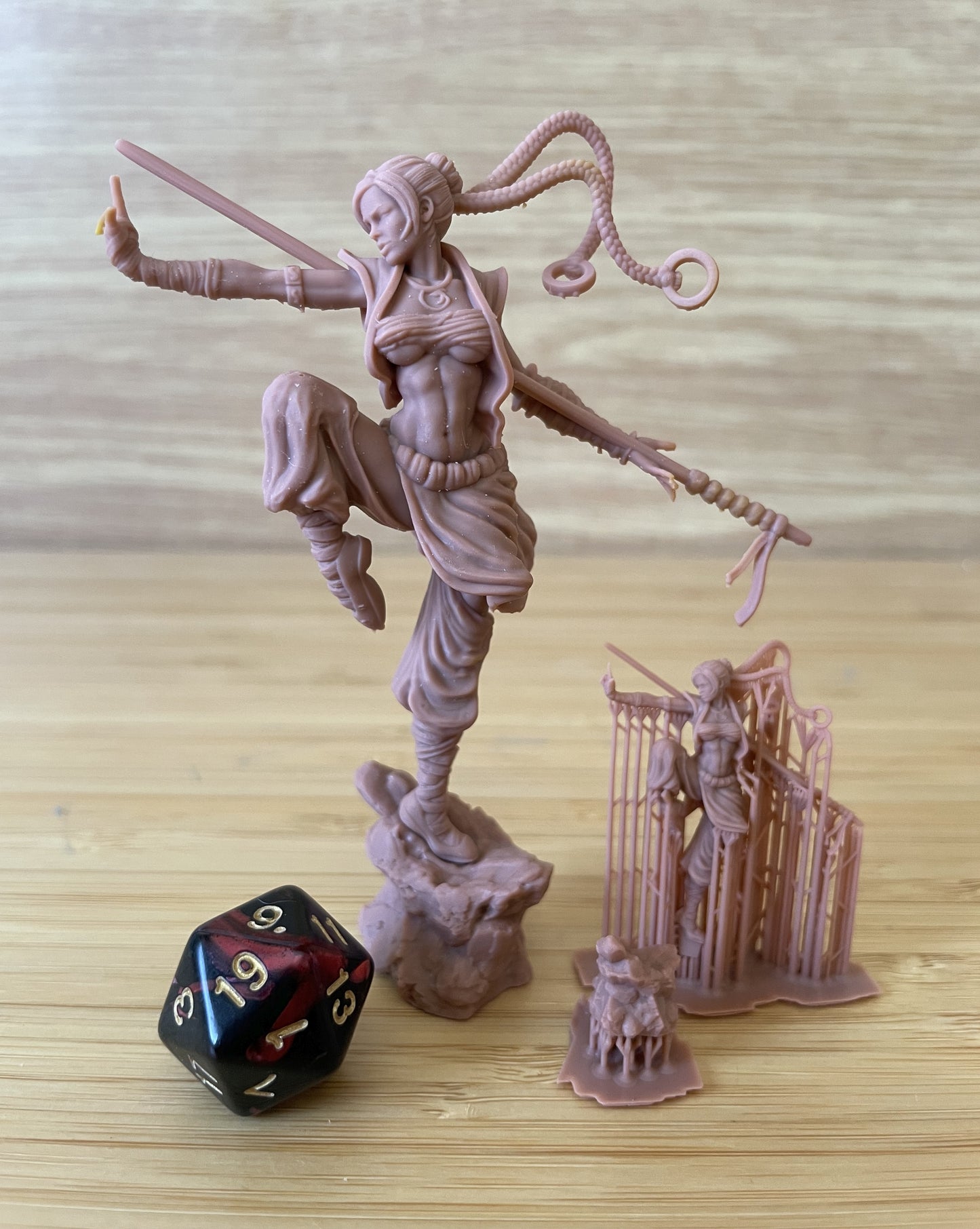 Meillin painted female monk miniature 75mm by Black Bird Miniatures